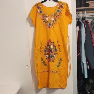 Vibrant Yellow Embroidered Dress